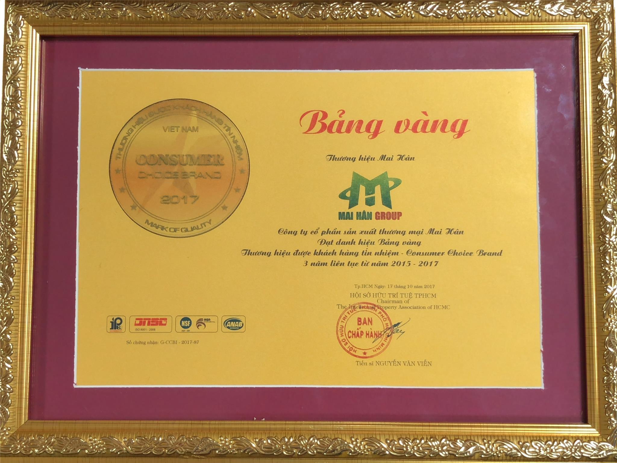 Bảng vàng thương hiệu xuất sắc