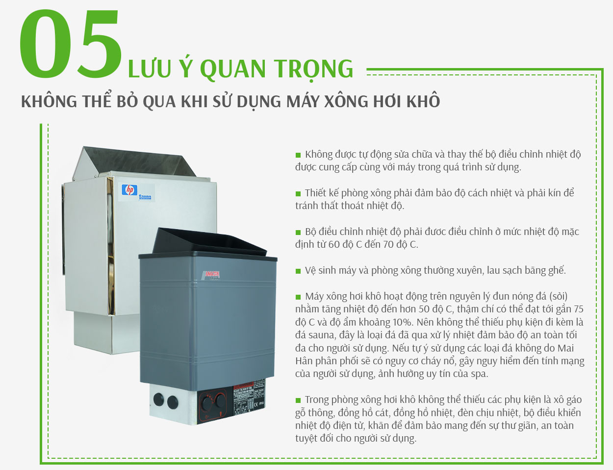 Lưu ý khi sử dụng máy xông hơi khô