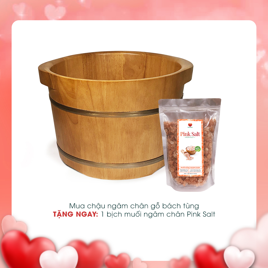 Mua 1 chậu ngâm chân gỗ bách tùng, tặng 1kg muối ngâm chân