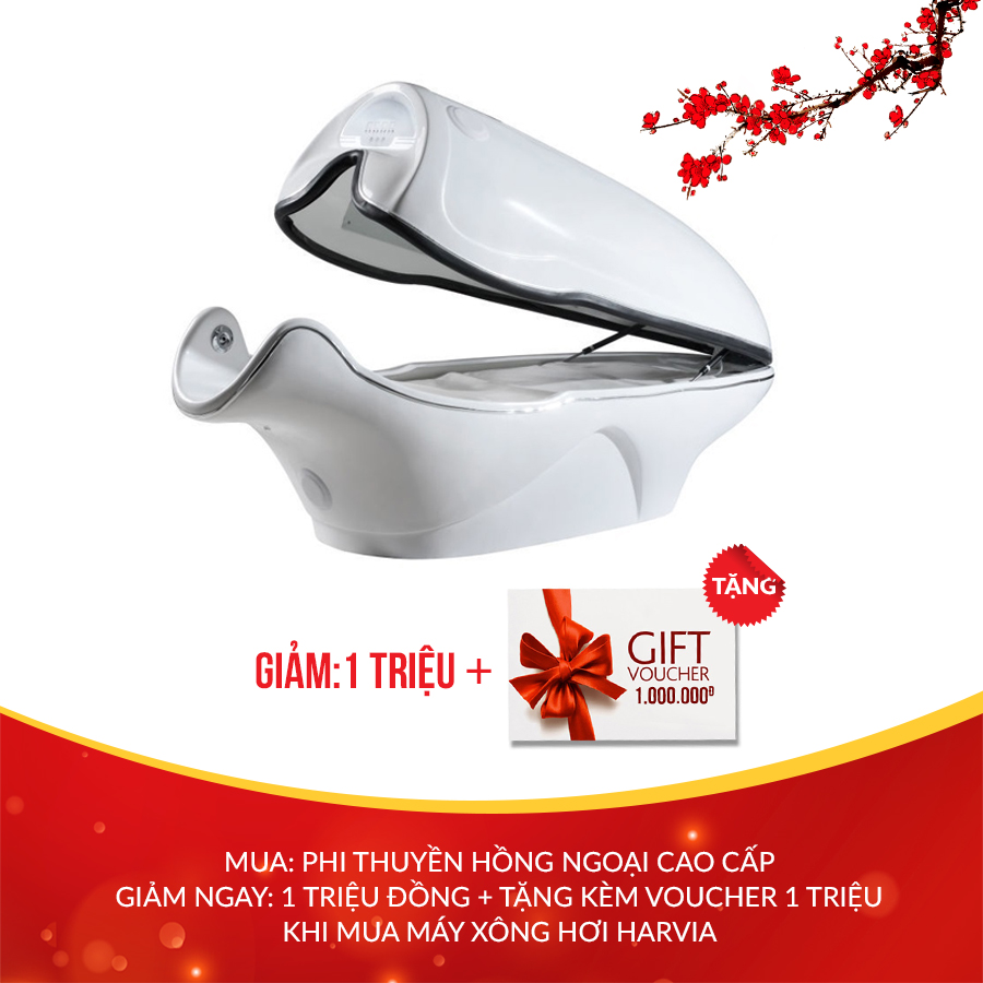 Mua phi thuyền hồng ngoại cao cấp giảm ngay 1 triệu đồng, tặng kèm 1 voucher giảm giá khi mua máy xông hơi harvia trị giá 1.000.000 đồng