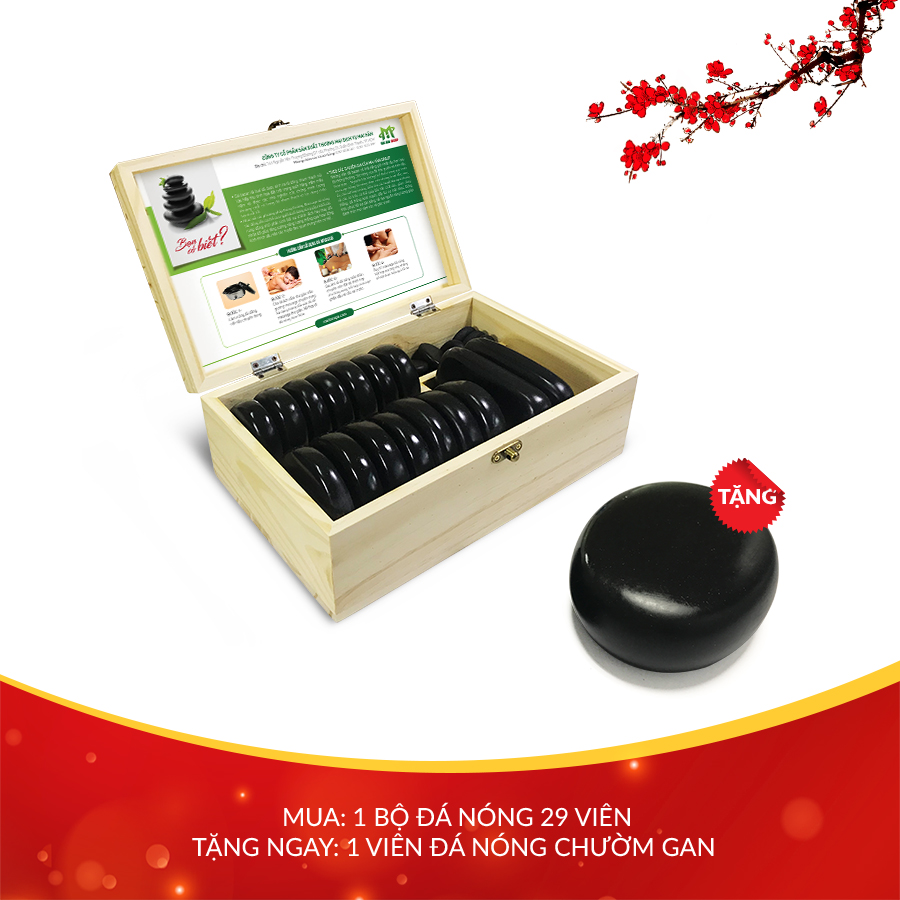 Mua 1 bộ đá nóng massage 29 viên, tặng ngay 1 viên đá chườm gan