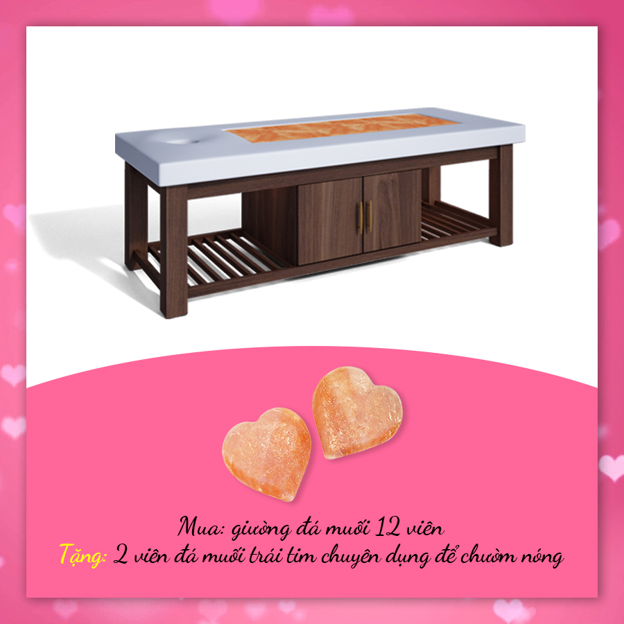 Mua một giường đá muối 12 viên tặng ngay 2 viên đá muối trái tim chuyên dụng để chườm nóng