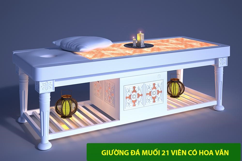 Giường đá muối himalaya 36 viên có hoa văn