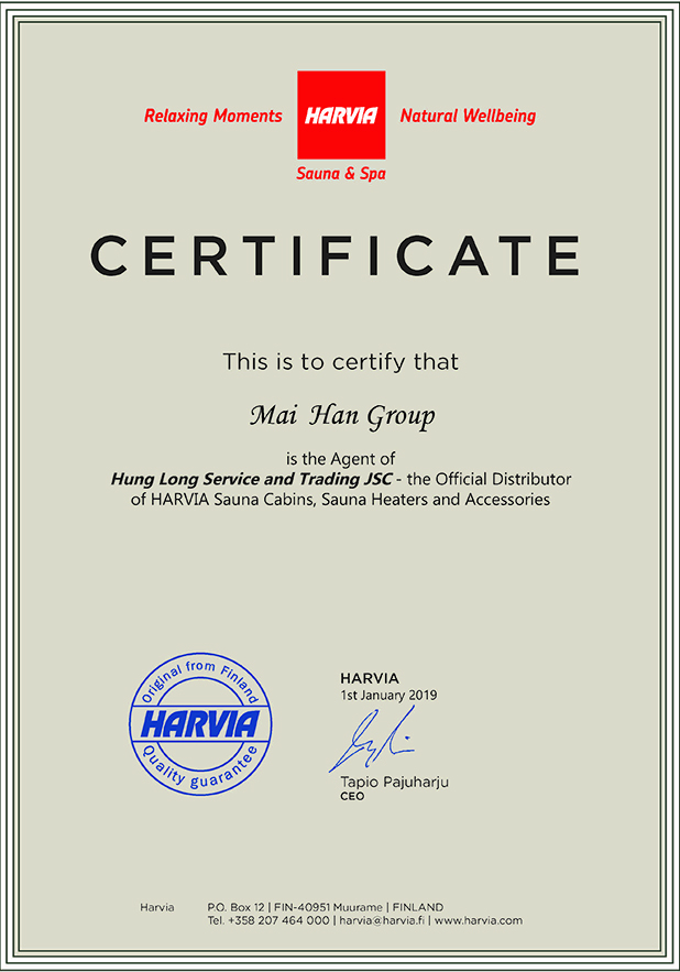 Đơn vị phân phối độc quyền máy xông hơi Harvia