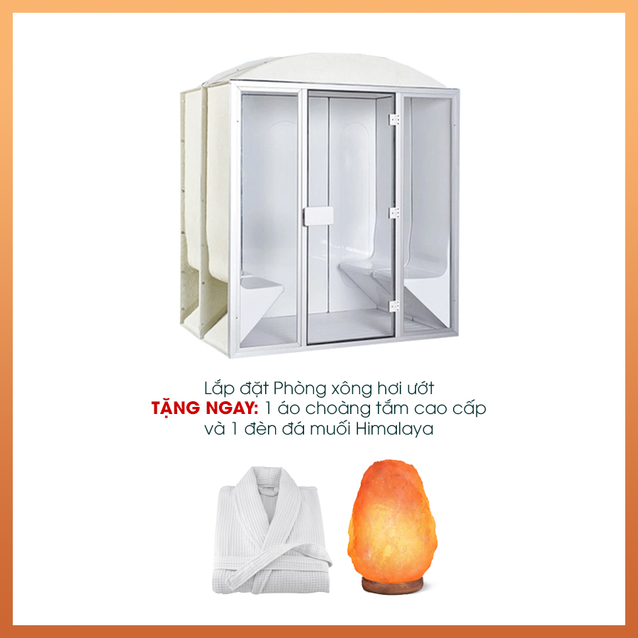 NHẬN NGAY 1 áo choàng tắm cao cấp và 1 đèn đá muối tự nhiên (2-3 kg) khi lắp đặt Phòng xông hơi ướt    