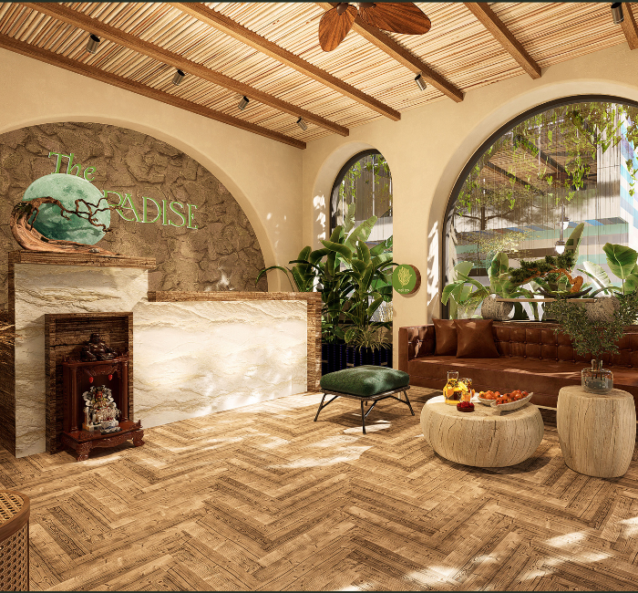 Quầy lễ tân cổ điển pha hiện đại Quầy lễ tân cổ điển pha hiện đại