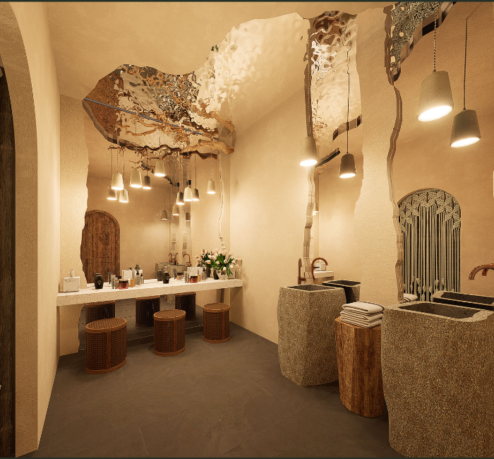 Phòng makeup tone nâu ấm, nhẹ nhàng Phòng makeup tone nâu ấm, nhẹ nhàng