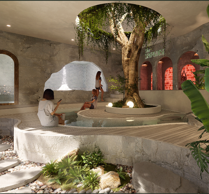 Khu vực hồ ngâm chân hòa mình với thiên nhiên nhiệt đới Khu vực hồ ngâm chân hòa mình với thiên nhiên nhiệt đới