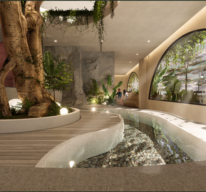 Khu vực hồ ngâm chân hòa mình với thiên nhiên nhiệt đới Khu vực hồ ngâm chân hòa mình với thiên nhiên nhiệt đới