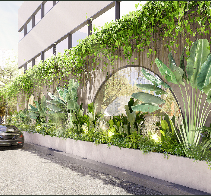 Mặt tiền Spa giáp 2 mặt phố, kết hợp cây xanh mướt mát Mặt tiền Spa giáp 2 mặt phố, kết hợp cây xanh mướt mát