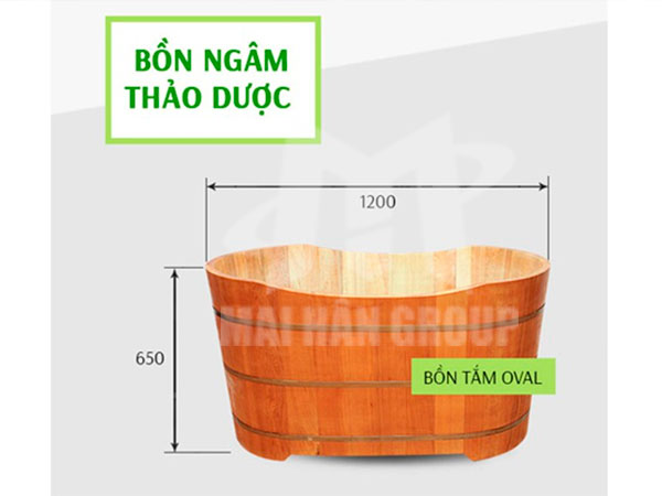 Bồn tắm gỗ hình oval dáng nằm