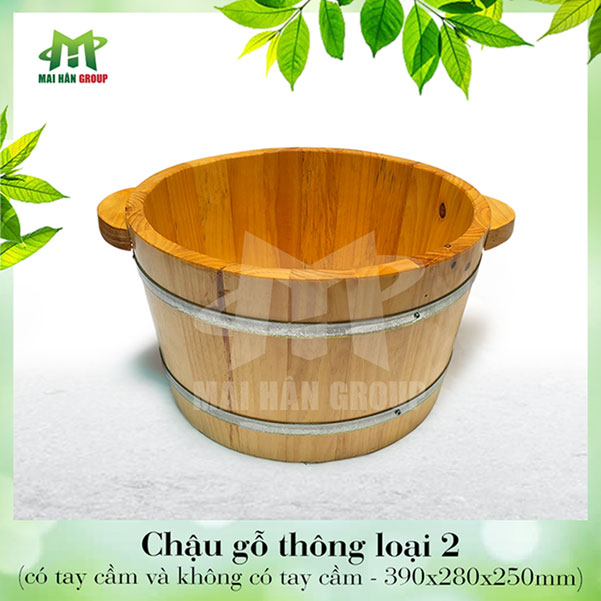 Chậu gỗ châm chân gỗ thông
