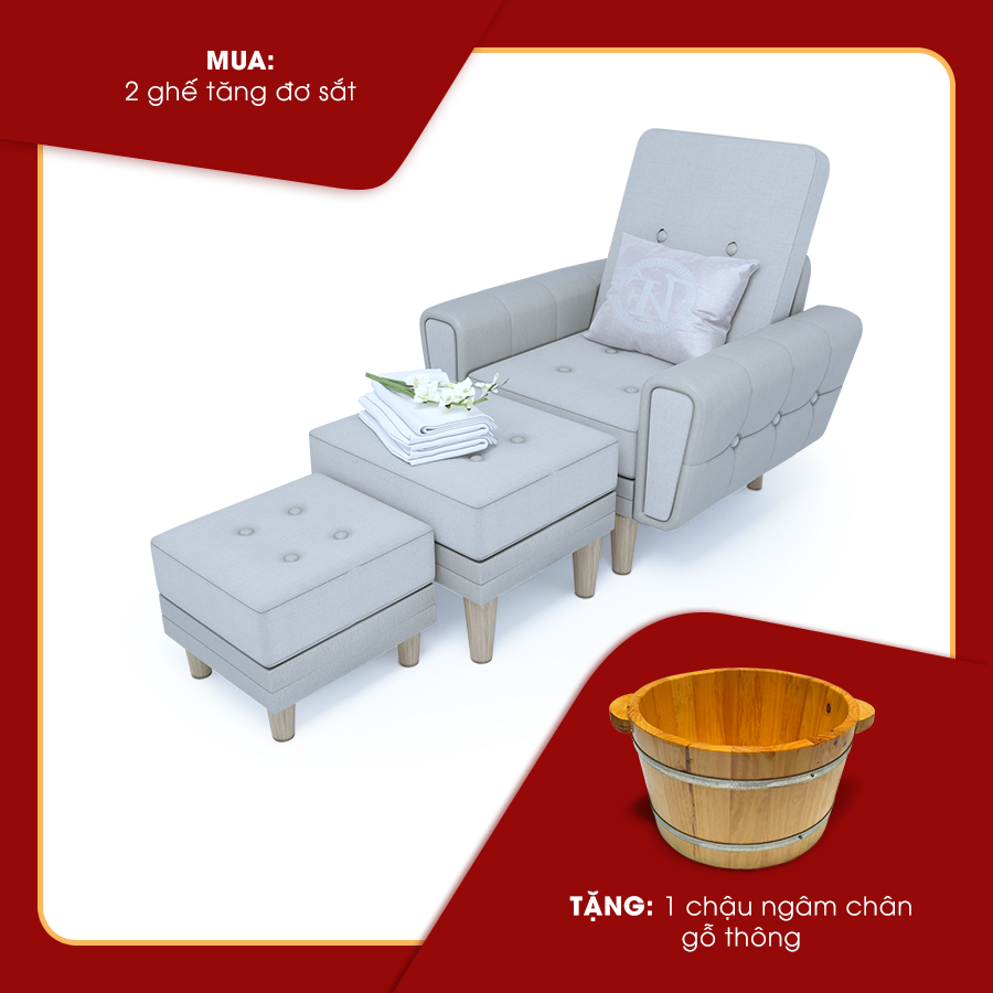MUA 2 ghế foot massage tăng đơ sắt TẶNG NGAY chậu ngâm chân gỗ thông