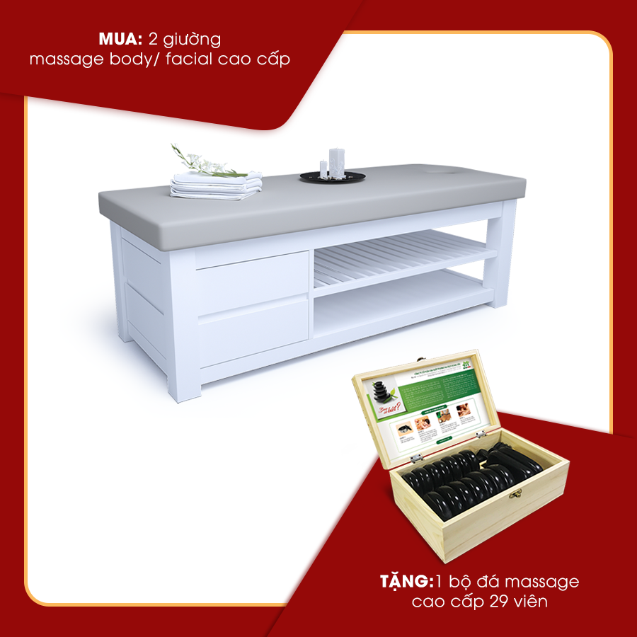 MUA 2 giường massage body/ facial cao cấp TẶNG NGAY 1 bộ đá massage cao cấp 29 viên
