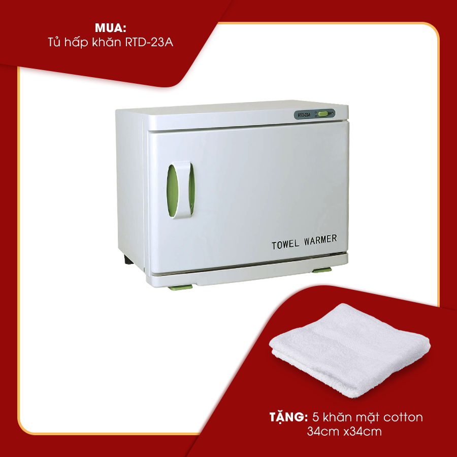 MUA tủ hấp khăn RTD-23A TẶNG NGAY 5 khăn mặt cotton 34x34 cm