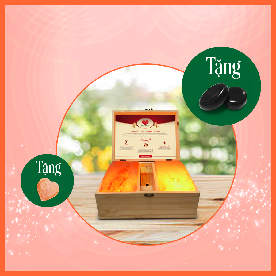  Mua 1 hộp đá muối himalaya magic tặng cặp đá chườm gan 500gram