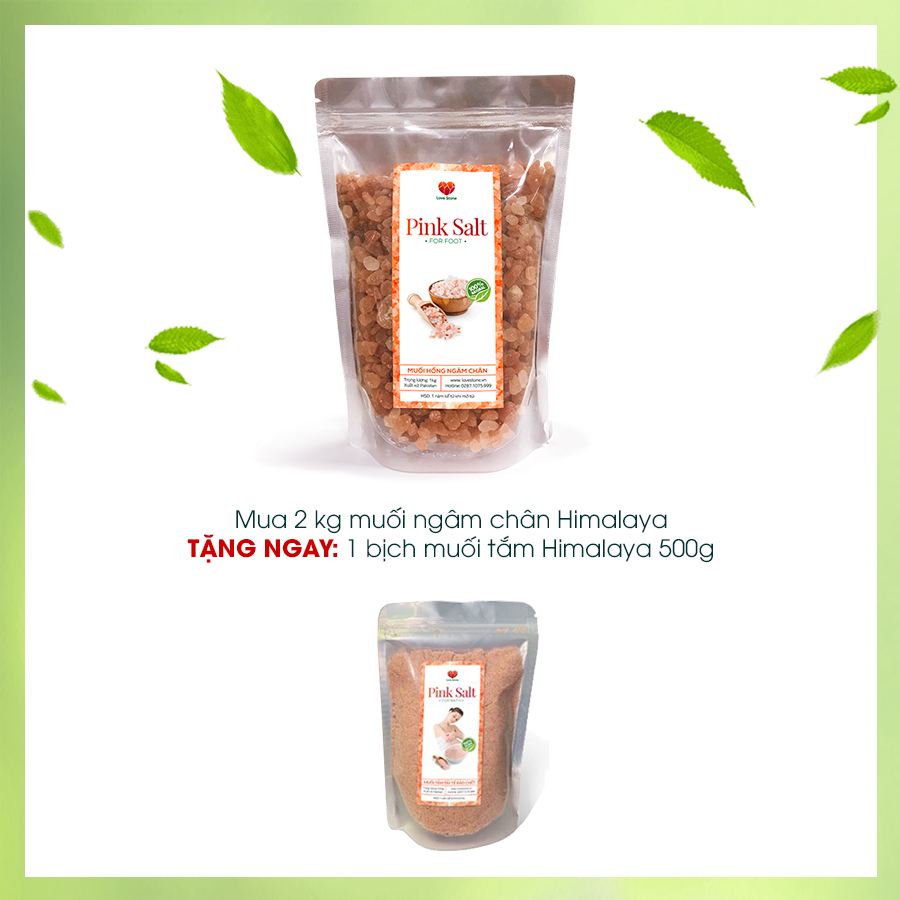 Mua 2kg muối ngâm chân TẶNG 0.5kg muối tắm Himalaya tinh khiết