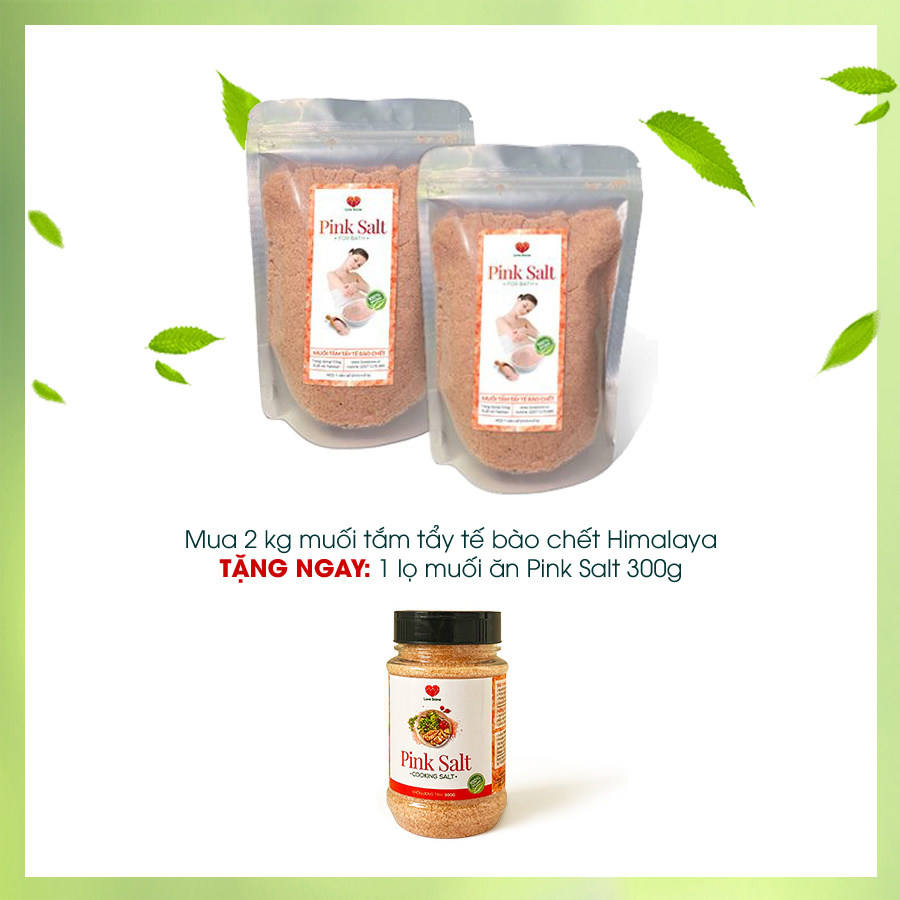 Mua 2kg muối tắm tẩy TẶNG 1 chai muối ăn Pink salt 300gr tiệt trùng