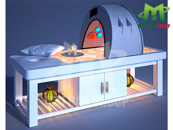 Giường massage đá muối Himalaya kết hợp phi thuyền tắm trắng/ giảm béo hồng ngoại