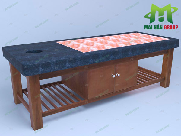 Giường massage đá muối Himalaya 21 viên không chạm khắc 