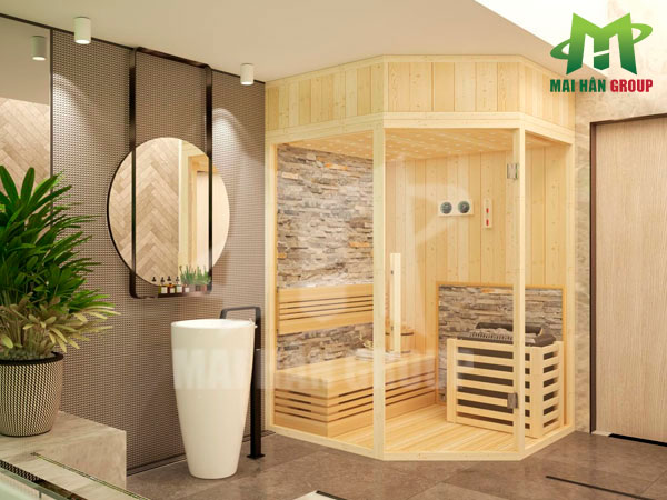 Mẫu phòng xông hơi khô sauna tại gia đình do Mai Hân thiết kế