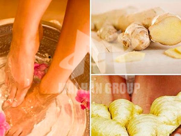 Ngân chân nước nóng với gừng