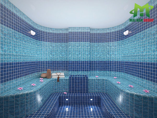 Mẫu phòng xông hơi ướt ốp gạch sử dụng tại spa