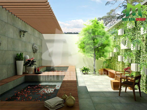 Một góc không gian bên ngoài spa Một góc không gian bên ngoài spa